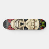 Alリオによるイバラの冠を持つスカルそしてバラ スケートボード (横)