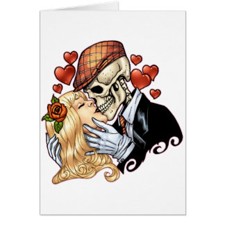 Alリオによるハートそしてバラを持つスカルのキス