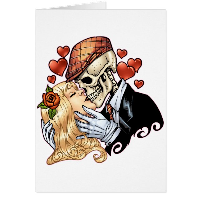 Alリオによるハートそしてバラを持つスカルのキス (正面)