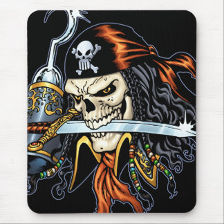 Alリオによる剣そしてホックを持つスカルの海賊 マウスパッド