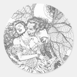 Alリオによる吸血鬼のキス-吸血鬼および女性の芸術 ラウンドシール