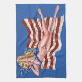 Alリオによる米国旗のビキニのピンナップの女の子 キッチンタオル (縦)