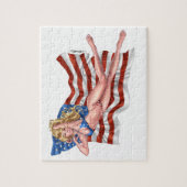 Alリオによる米国旗のビキニのピンナップの女の子 ジグソーパズル (縦)