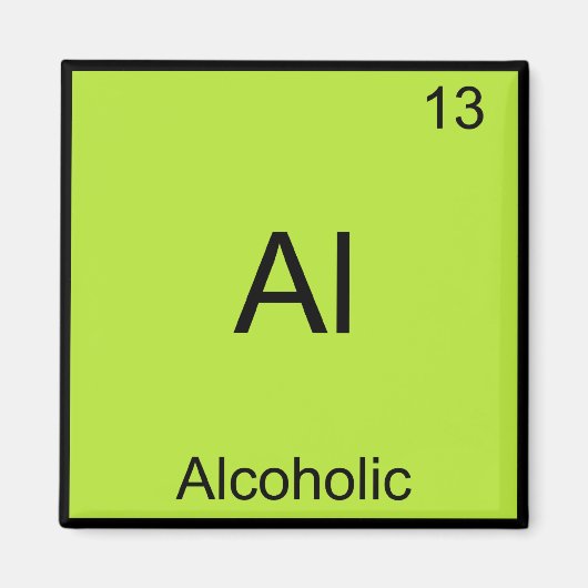 Al – アルコール化学元素の記号おもしろい マグネット (正面)