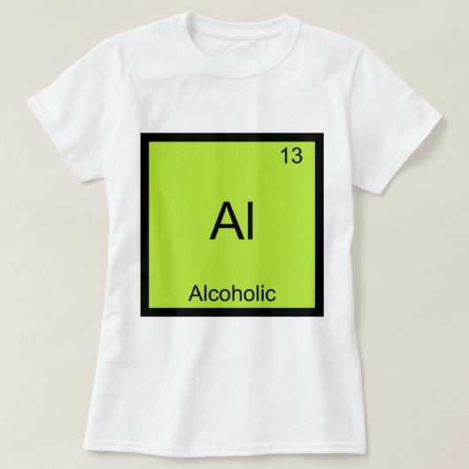 Al – アルコール化学元素の記号おもしろい tシャツ (デザイン正面)