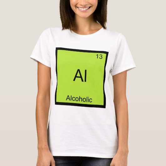 Al – アルコール化学元素の記号おもしろい tシャツ (正面)