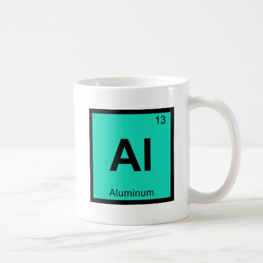 Al - アルミニウム 化学 周期表 シンボル コーヒーマグカップ (右)