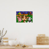 AL-納屋周囲の庭動物フォークアートポスター ポスター (キッチン)