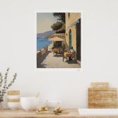 Al Fresco Seaside Dining Oil Painting ポスター (キッチン)
