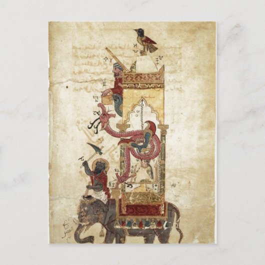 Al-Jazari: The Elephant Clock （機械式時計， w） ポストカード (正面)