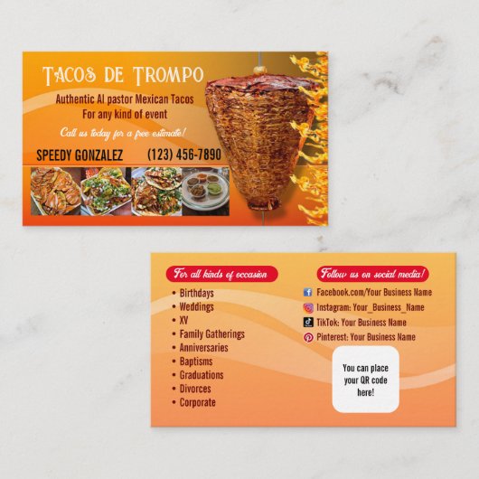 Al pastor Tacos名刺 名刺 (正面/裏面)