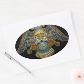 Al Rioによる銃と銃弾を持つゴシック様式のスカル 楕円形シール (封筒)