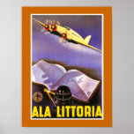 Ala Littoria ポスター<br><div class="desc">Vintage Italian air travel poster.</div>