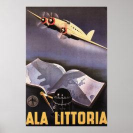 ALA LITTORIA Airlinesイタリアレトロ旅行ポスターアド ポスター