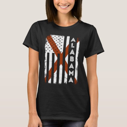 Alabama American Flag Home State of Alabama Flag Tシャツ (正面)