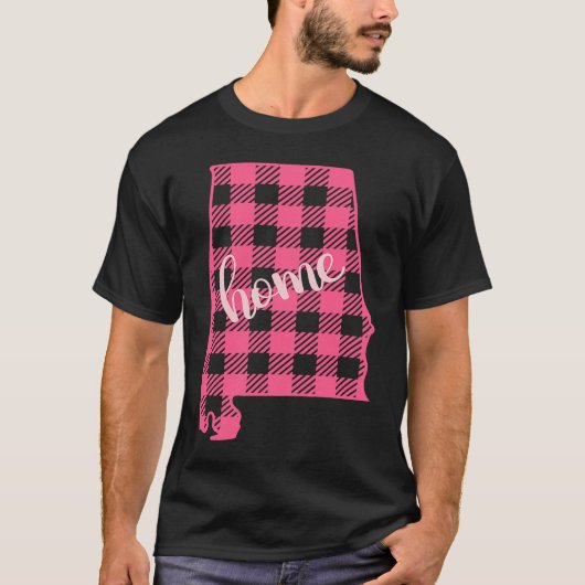 Alabama Buffalo Plaid Home State Country Pink Plai Tシャツ (正面)