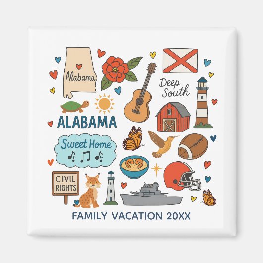 Alabama Family Trip Keepsake Personalized マグネット (正面)