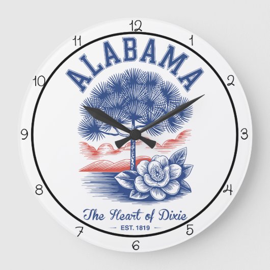 Alabama Heart Dixie  ラージ壁時計 (正面)