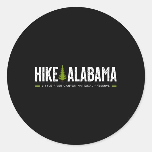 Alabama Hike Little River Canyon Tree Retro Graphi ラウンドシール (正面)