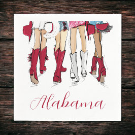 Alabama Ladies Fashion Cowboy Boots Hats Crimson スタンダードカクテルナプキン
