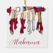 Alabama Ladies Tailgating Red Cowboy Boots Hats セラミックオーナメント (正面)