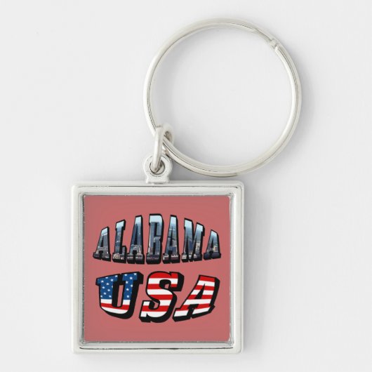 Alabama Picture and USA Flag Font キーホルダー (正面)