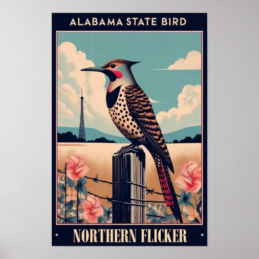 Alabama State Bird - Northern Flicker Vintage  ポスター (正面)