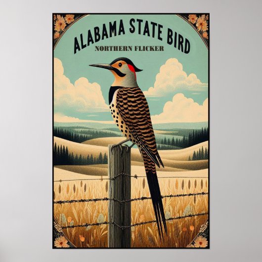 Alabama State Bird - Northern Flicker Vintage  ポスター (正面)