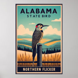 Alabama State Bird - Northern Flicker Vintage  ポスター