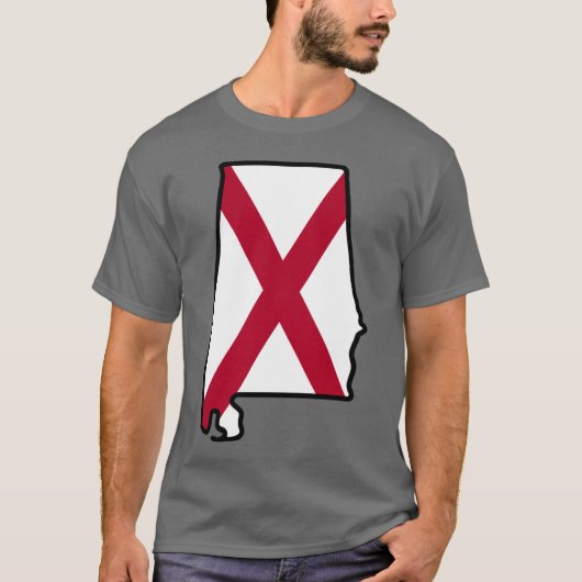Alabama State Flag Background with Outline Oversiz Tシャツ (正面)