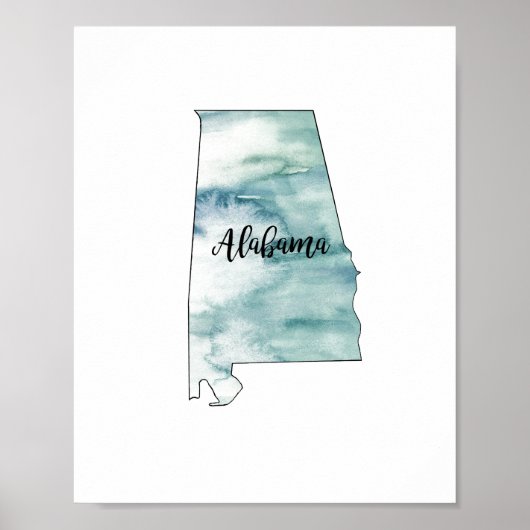 Alabama State Illustration Outline Stone ポスター (正面)