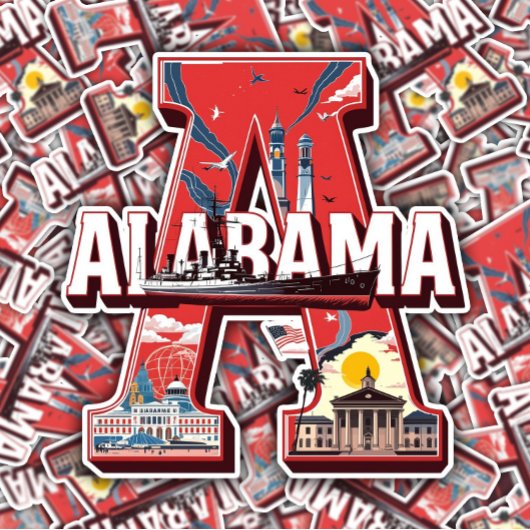 Alabama State Sticker | Landmarks & History Design シール