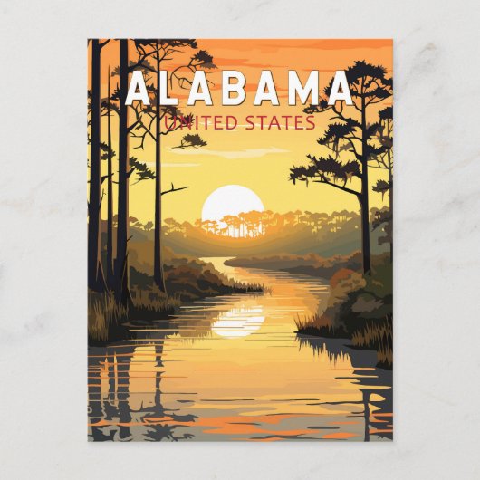 Alabama Travel Art Vintage ポストカード (正面)