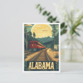 Alabama USA Art Vintage Illustration Travel ポストカード (スタンド正面)