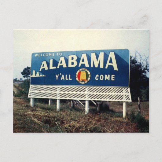 Alabama, Welcome, Y'all Come Road Sign 1960s ポストカード (正面)