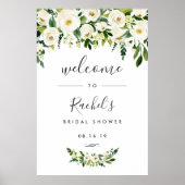 Alabaster Floral Bridal Shower Welcome ポスター (正面)