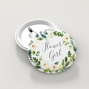Alabaster Floral Wreath Flower Girl 缶バッジ
