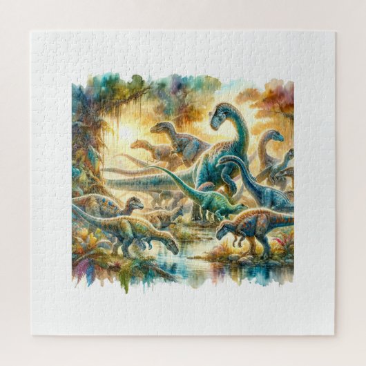 Alamosaurus Dinosaurs 060624AREF126 - Watercolor ジグソーパズル (縦)