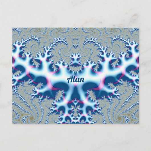ALAN ~ 白と青の氷のような3Dフラクタルデザイン ~  ポストカード (正面)