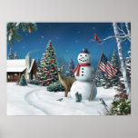 Alan Giana "Spirit of the Season" Poster ポスター<br><div class="desc">A snowman and friends share the "Spirit of the Season" in this patriotic Christmas scene by Alan Giana.</div>