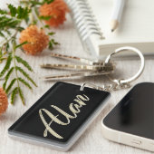 Alan Name whitegold Schlüsselanhänger Anhänger キーホルダー (正面右)