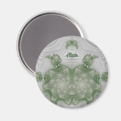 ALAN ~ White and Green ~ Stunning Design Magnet マグネット (正面/裏面)