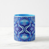 ALAN ~ Zany 3D Fractal ~ Shades of Blue Mug  マグカップ (中央)