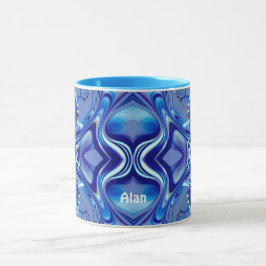 ALAN ~ Zany 3D Fractal ~ Shades of Blue Mug  マグカップ