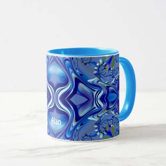 ALAN ~ Zany 3D Fractal ~ Shades of Blue Mug  マグカップ (正面右)