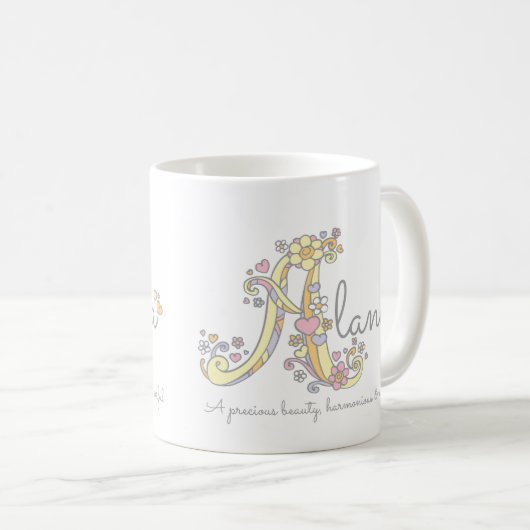 Alanaの手紙Aの一流の意味モノグラムのマグ コーヒーマグカップ (正面右)