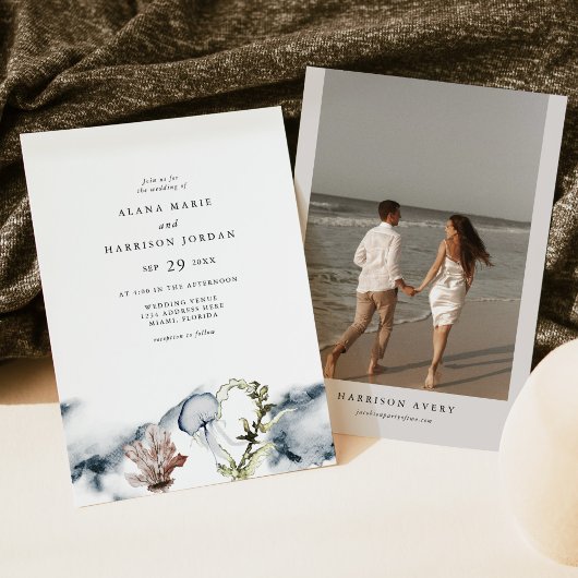 ALANA熱帯海サンゴゼリー魚ビーチ写真 招待状