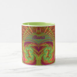 ALANA ~ ザニー3D ~ 鮮やかなオレンジ、黄色、紫 マグカップ