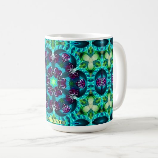 ALANA ~ Pretty Glittery Pattern ~ Personalised  コーヒーマグカップ (正面右)