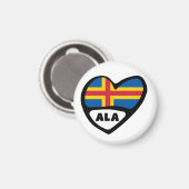 Ålandの島国コード旗のハートの翼部 マグネット (正面/裏面)